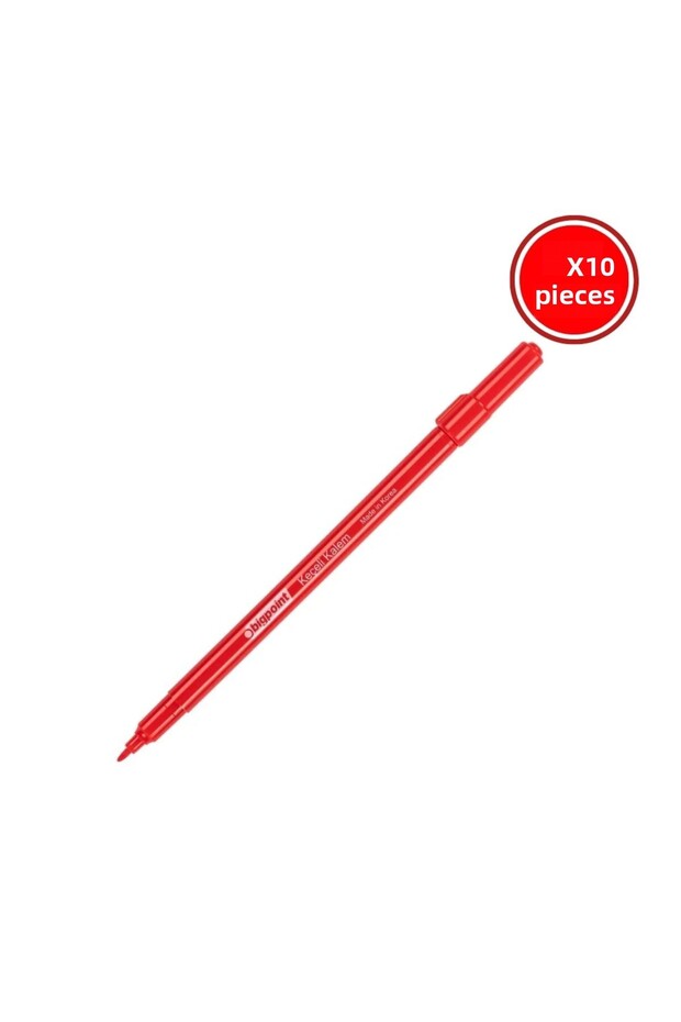 Felt Tip Pen, 10 Pieces, Cardboard and Fabric Compatible Ink, Red