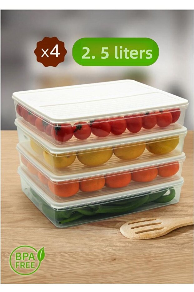 4-Piece Storage Container, Microwave Compatible Food Storage Container White-Anthracite 4 X 2500 ml