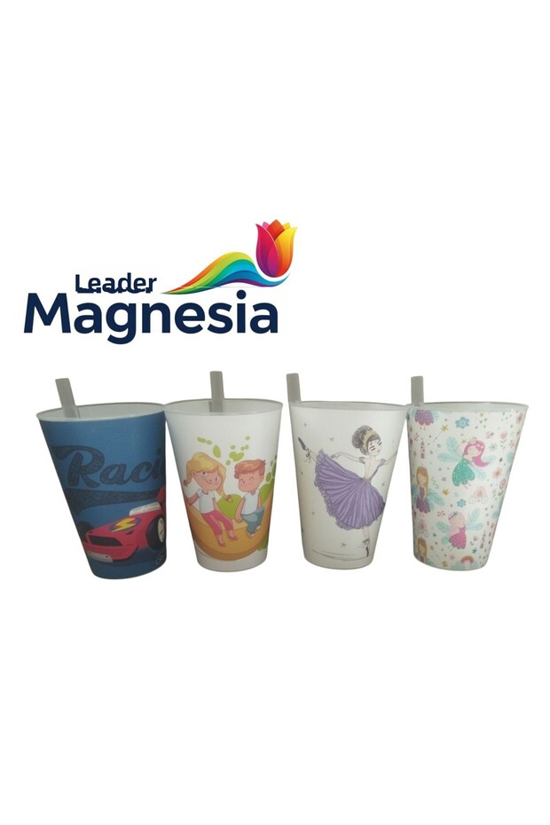 Straw Cup with Straw Set of 4 Mixed Colors - 7