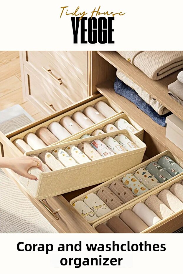 8 Drawer and Closet Organizer, Shelf Organizer, Foldable Socks and Laundry Organizer Box