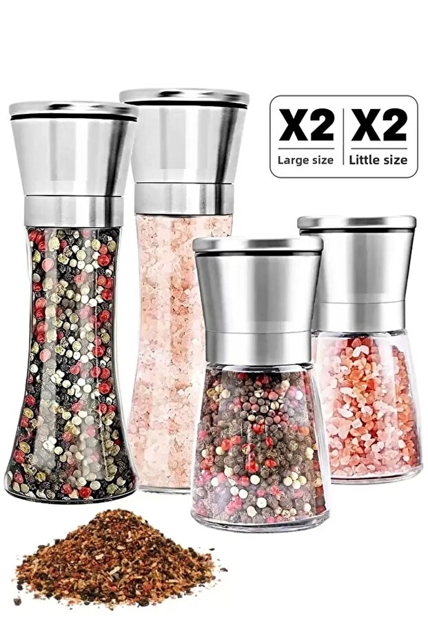 4-Piece Black Pepper Salt Mill Grinder with Ceramic Blades Grinder Black Pepper Pepper Shaker Spice Set