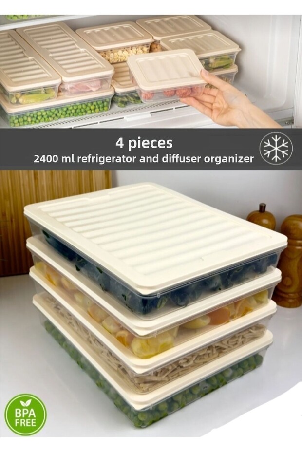 Refrigerator Organizer Set Fridge Organizer Storage Container Diffuse Compatible Storage Container - 4