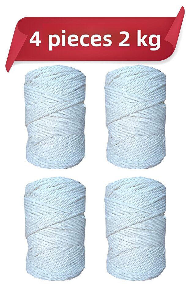 Macrame Twine 2 kg 4 mm Twist Twisted Rope Curtain Knitting Twine 4 Pcs 500 Gr