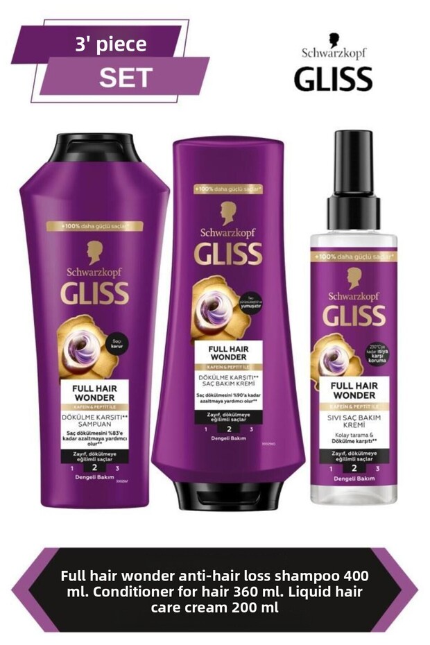 Full Hair Wonder Anti-Hair Loss Shampoo 400ml Conditioner 360ml Liquid Conditioner 200 ml