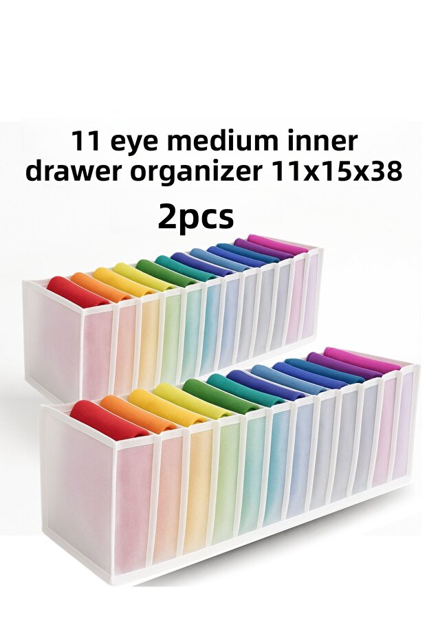 قطعتان من منظم الأدراج المتوسطة ذو 11 حجرة مقاس 11x15x38