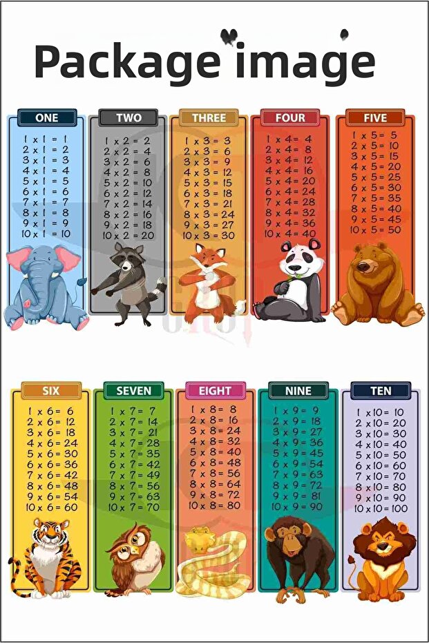 ملصق حائط ممتع لجدول الضرب مع حيوانات - 5