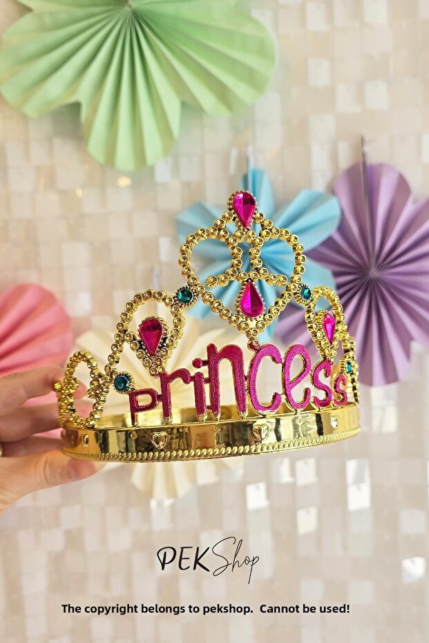 Luxury Princess Crown with Stones Gold Princess Crown Size Adjustable