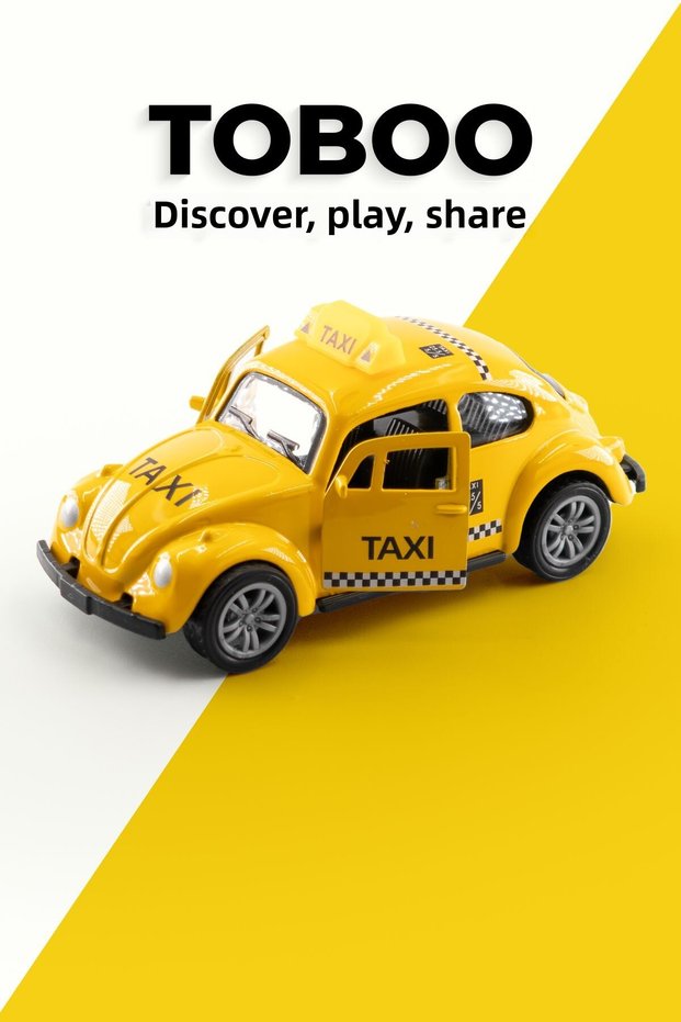 1:32 Volkswagen Beetle, Yellow Taxi Metal Model – City Icon, High Detail Vosvos 10cm