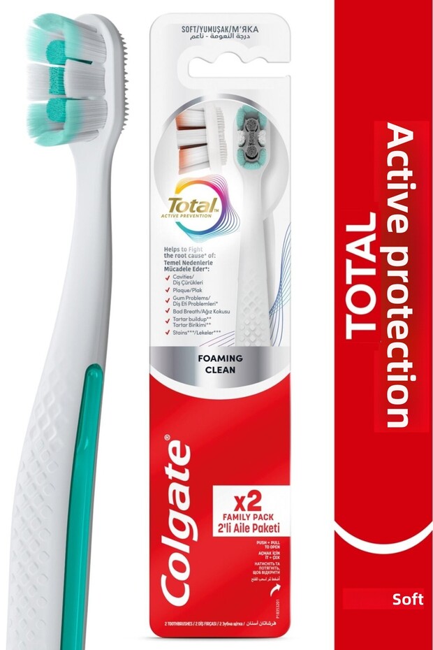 Total Foaming Clean 1+1 Soft Toothbrush Oral Care Oral Hygiene Teeth Cleaning