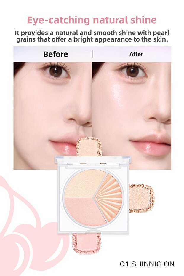 Peripera V Highlighter - Illuminator Palette with Pearl Lights (001 Shining on) - 6