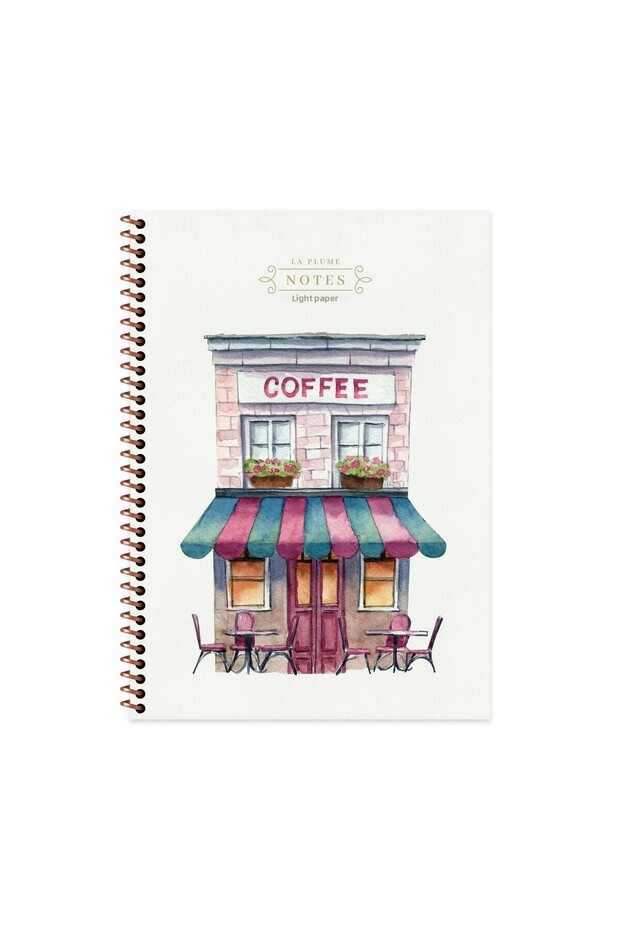 A4 Spiral Cardboard Cover Lined La Plume Shop Notebook - Pink