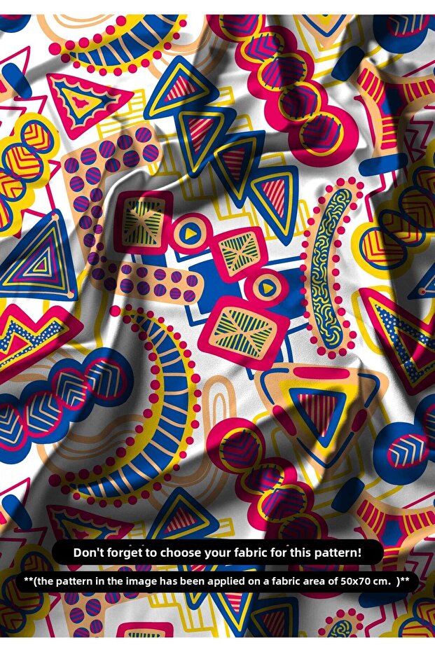 Colorful Geometric Digital Printing Fabric | 150X100Cm | Pop-Art Style Vivid Pattern | Different Fabric Options