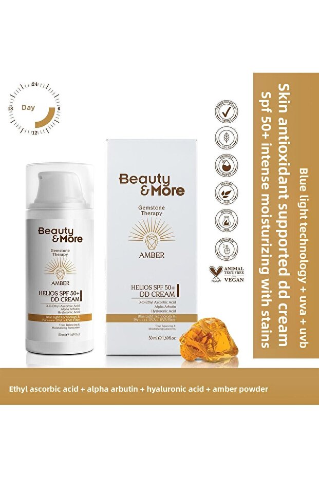 Beauty&more Amber Helios 50 ml Cream Form Sunscreen - Ethyl Ascorbic Acid Alpha Arbutin