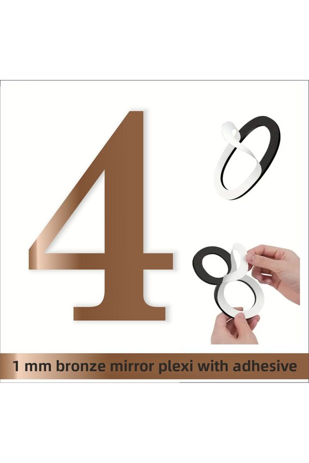 Door Apartment Number 1 mm Bronze Mirror Plexi Adhesive No - 4 Four