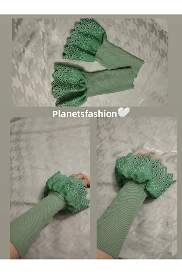 أكمام طويلة باللون الأخضر النعناعي - 1
