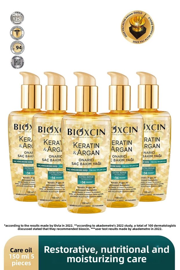 Keratin & Argan Repair Hair Care Oil 150 ml - Damaged and Sensitive Hair Set of 5