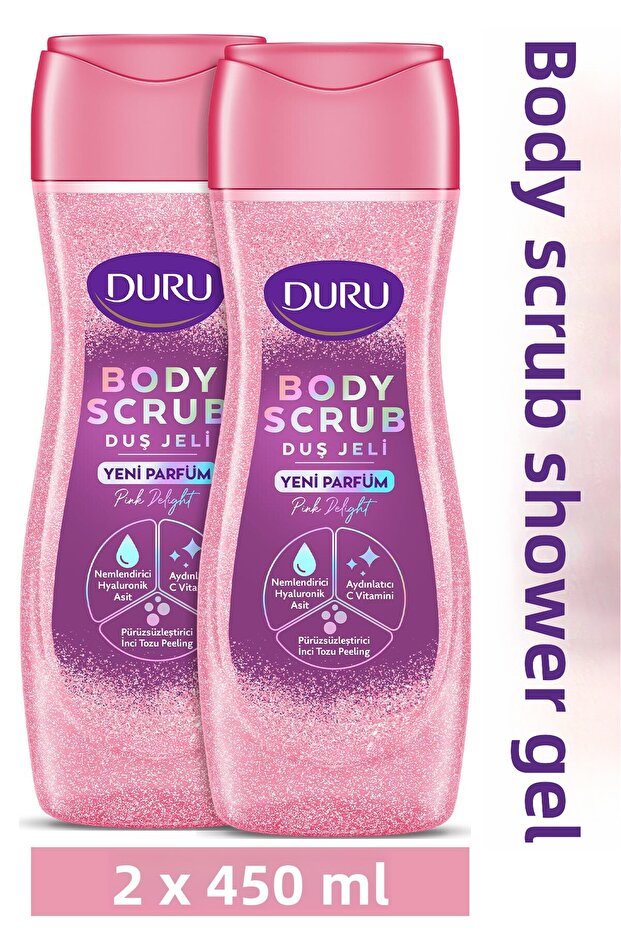 Body Scrub Shower Gel Pink Delight 2X450Ml