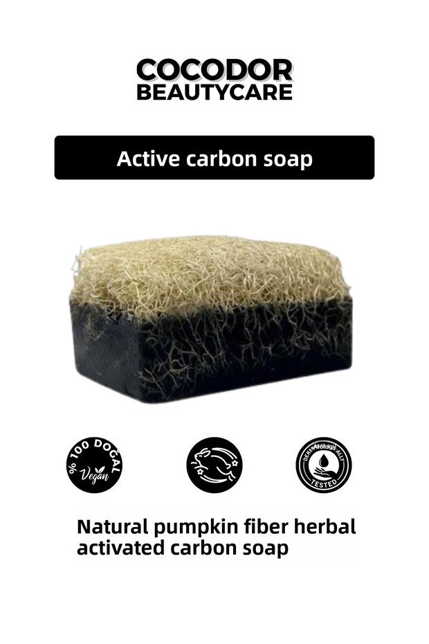 Handmade Natural Pumpkin Fiber Activated Carbon Soap 120Gr