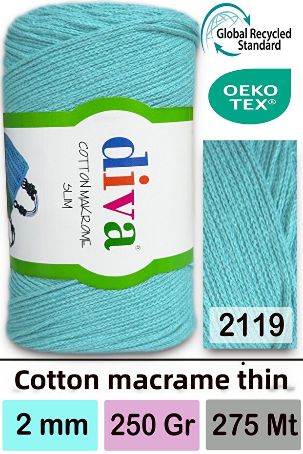 Diva Cotton Macrame Thin 2119 Mint - 1