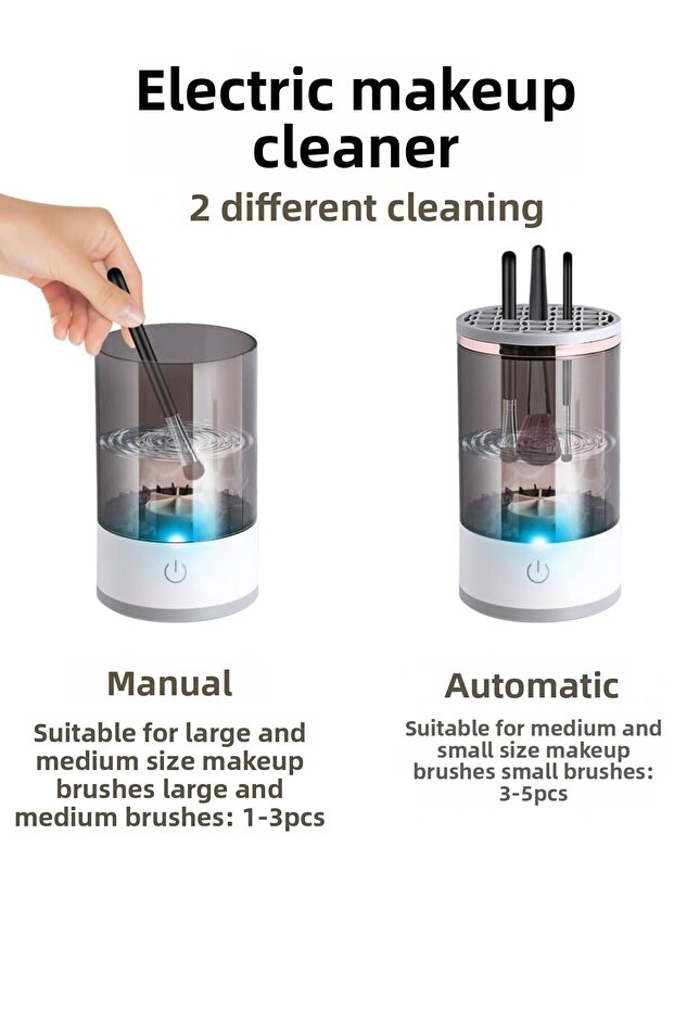 آلة تنظيف فرشاة المكياج الأوتوماتيكية، جهاز كهربائي سريع التجفيف والغسيل عملي - 4