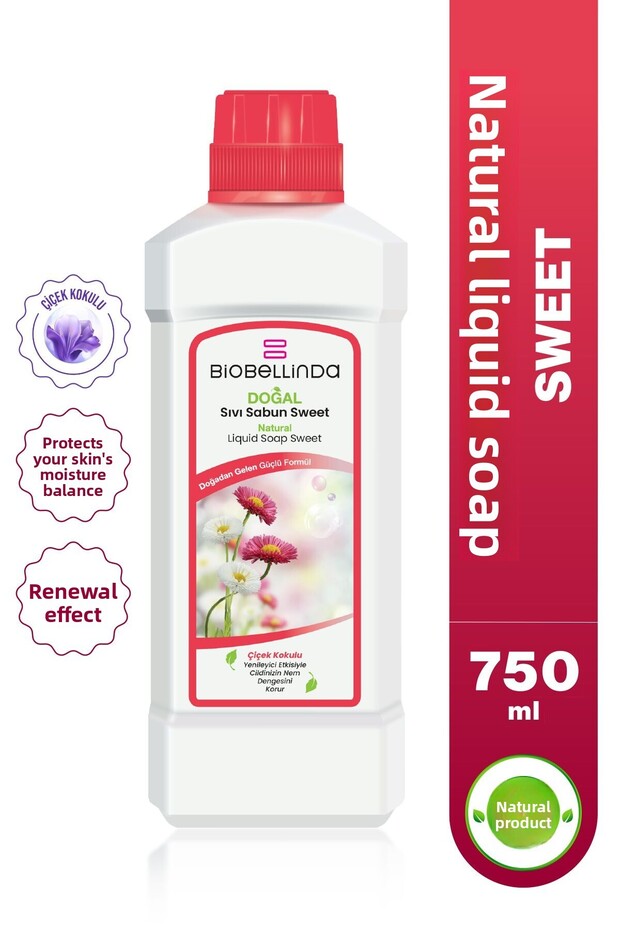 Natural Liquid Soap Sweet Flower Scented Concentrated Hand Soap 750 ml
