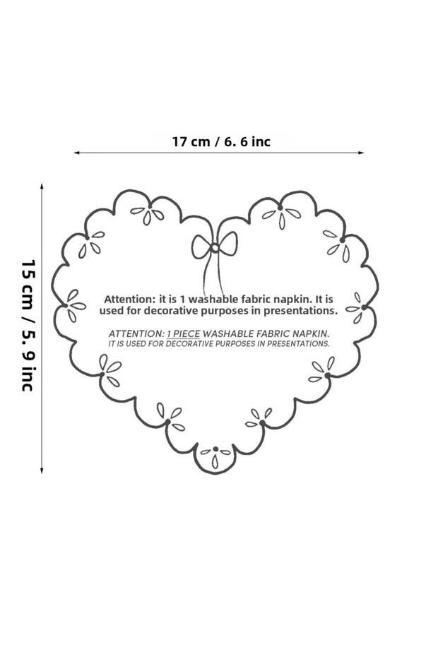 Сърцевидна жълта бродирана коктейлна салфетка, 1 брой - 2
