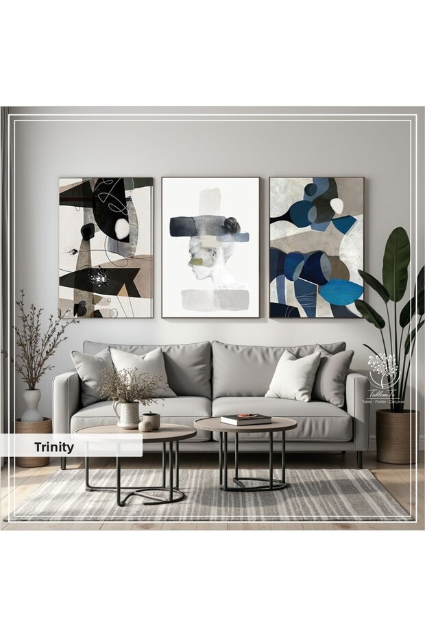 Digital Printed Metal Framed Glass 3-Piece Decorative Table - Trinity