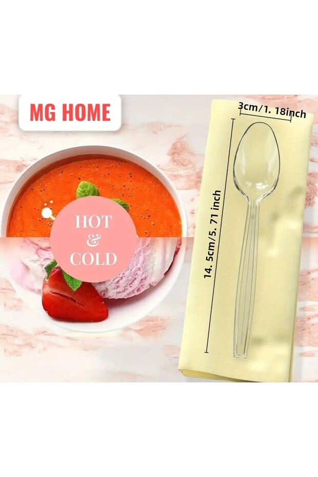 100Pcs Luxury Spoon Disposable Plastic Spoon Disposable Hard Plastic Hot-Cold Use