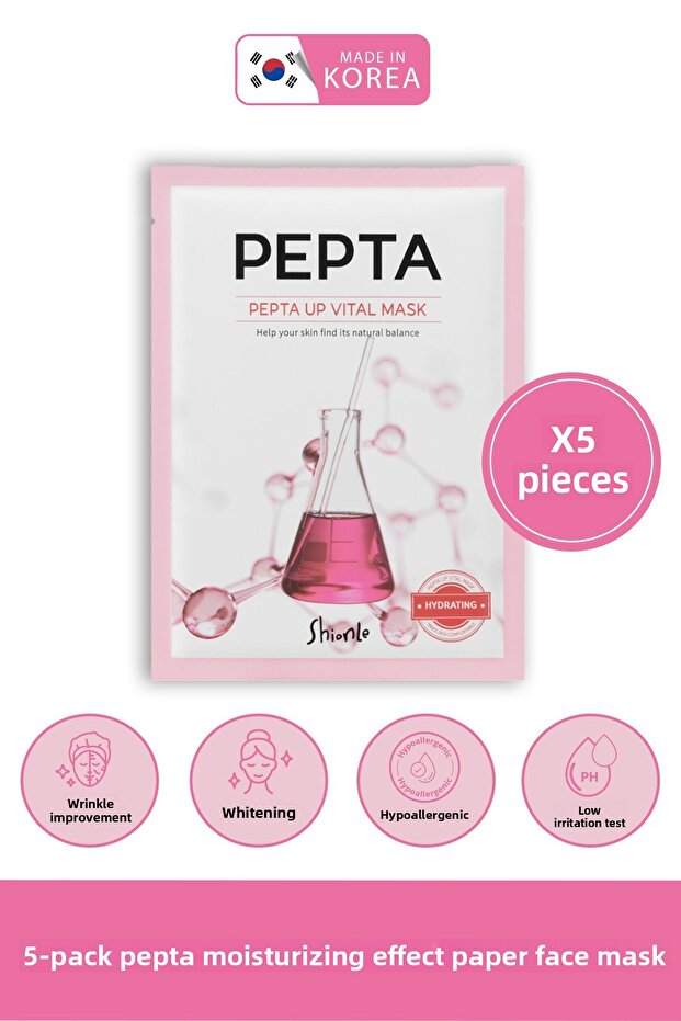 Pepta up Korean Paper Face Mask with Rejuvenating Effect, Brightness and Vitality Effect, Pack of 5