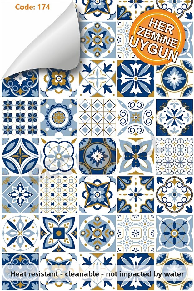 ورق لاصق مقاوم للماء مقاس 100×100 سم لبلاط الرخام في المطبخ والحمام (مع طبقة لامعة) الرمز 174