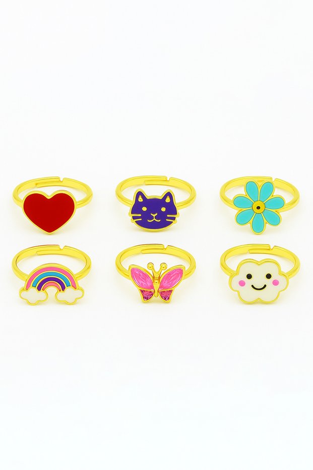 Adjustable Cherry Unicorn Bee Butterfly Panda Ladybug Colorful Adjustable Children's Ring