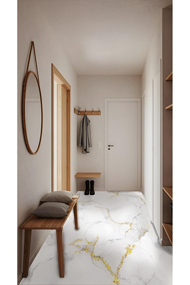 CodeK-15 Kendinden Yapışkanlı FOLYO KARO Suya Dayanıklı Mutfak Banyo Zemin Kaplama 30x30 Cm(4 ADET) - 5