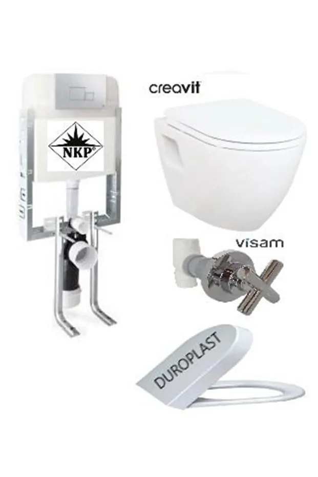 NKP GÖMME REZERVUAR + ARA KESME + TP325 CREAVİT ASMA KLOZET + HİSAR KAPAK - 1