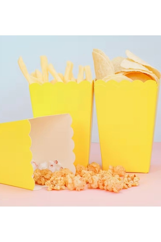 Yellow Cardboard Popcorn Corn Chips Box 8 Pieces