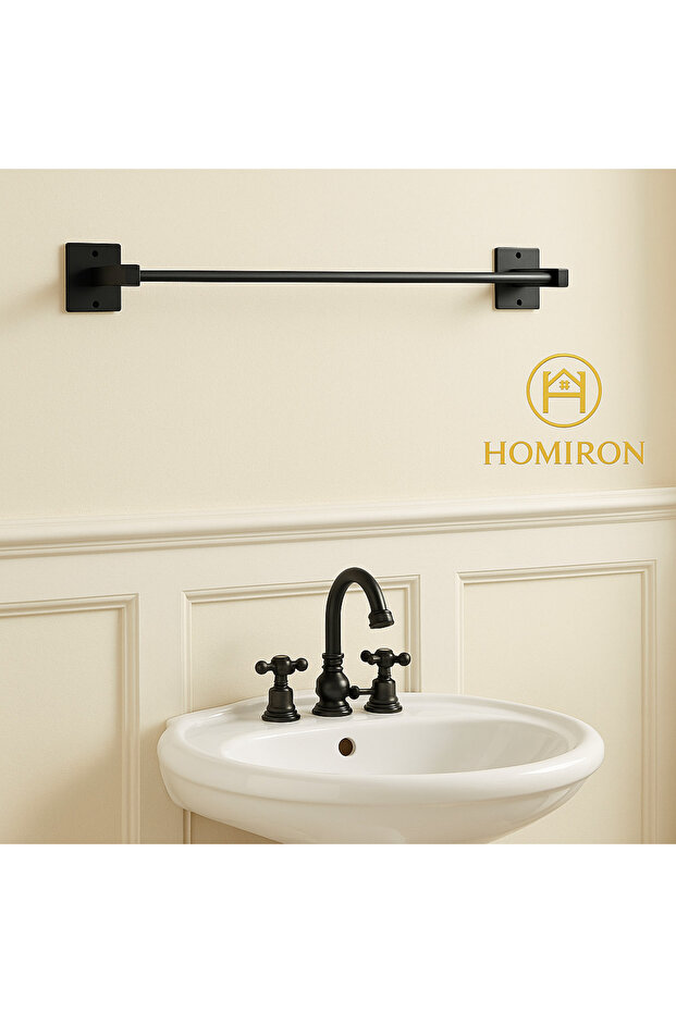 Yapışkanlı Ve Vidalı Siyah Kağıt Havluluk,Wc kağıtlık, uzun havluluk, yuvarlak havluluk 4 lü set - 3