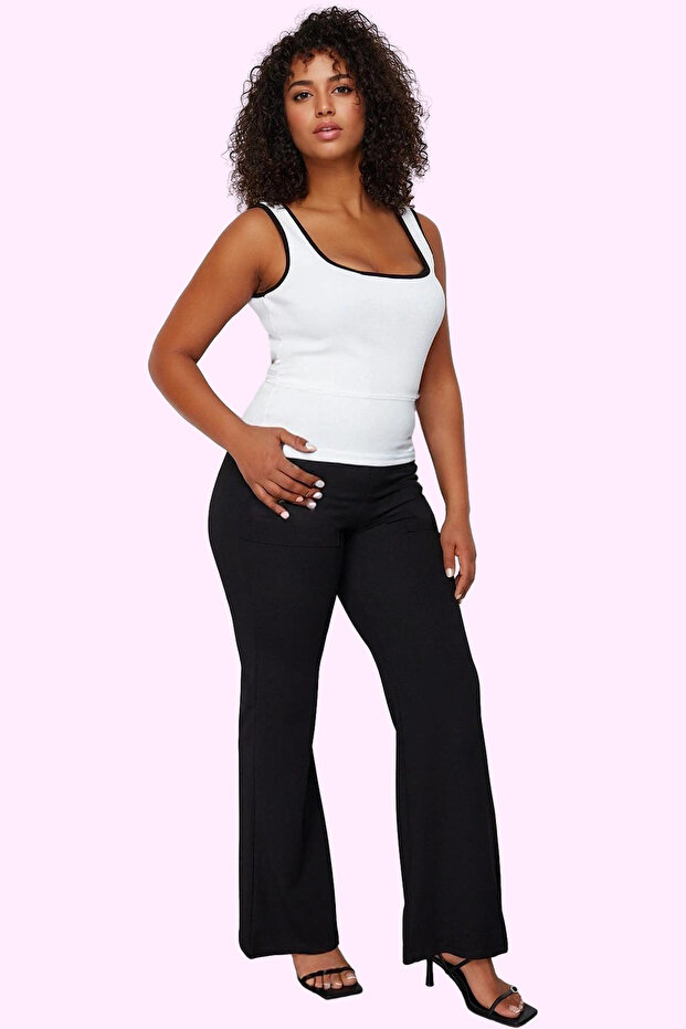 Women's Fashion High Waist Flare Pants Crepe Woven Plain Pattern Regular Boy Summer