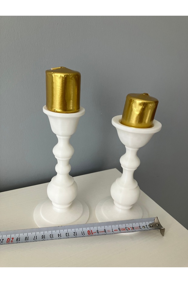 Beyaz renk 2’li şamdan set - 5