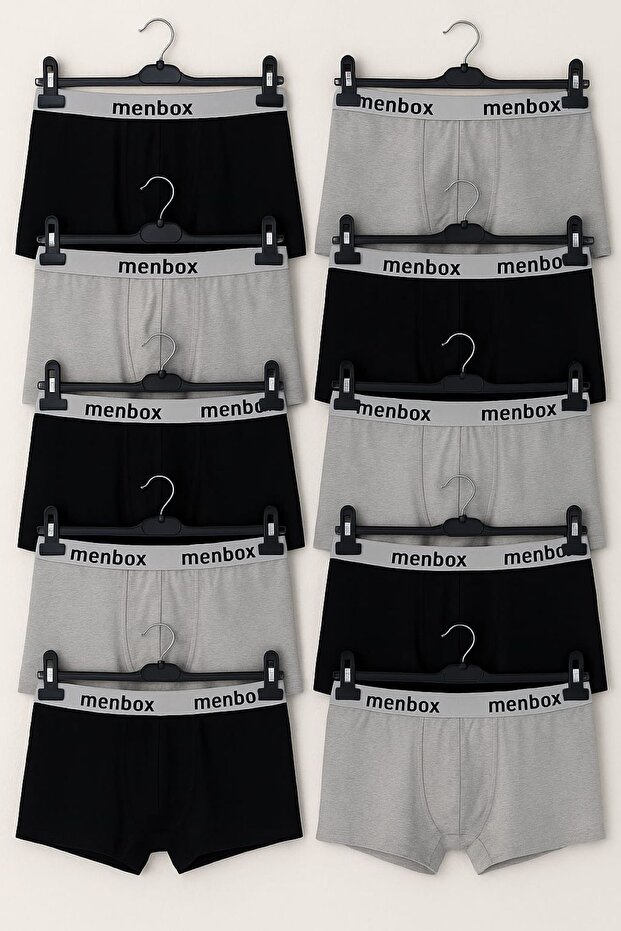 10 Pack Black - Gray Men's Boxers – Cotton Lycra, Comfortable Underwear