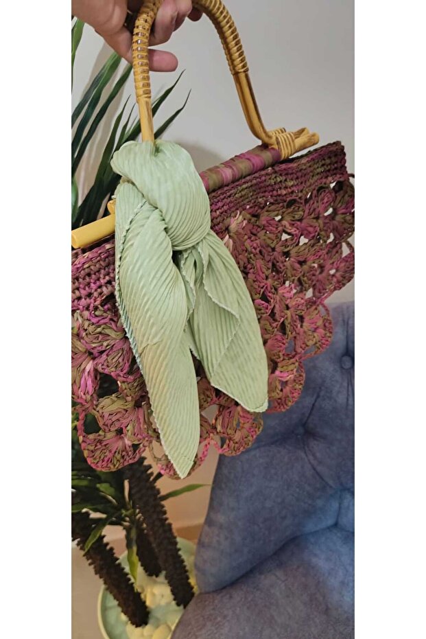 Hasır çanta, el örgüsü, yazlık, beach. - 4