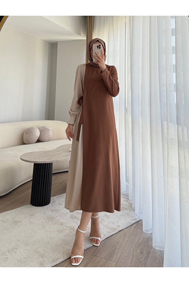 çift renkli elbise - 1