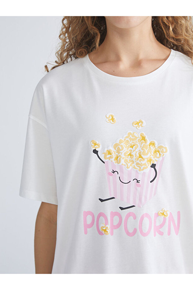 Bisiklet Yaka Baskılı Kadın Pijama - 3