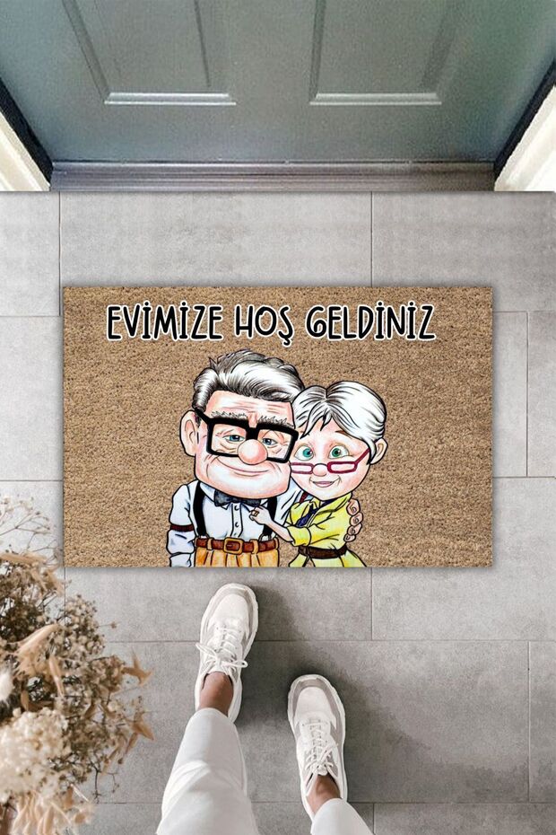 1Modern Digital Print Doormat - Brown New Sweet Couple - Kapi Onu Doormat