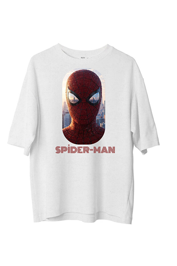 تي شيرت أبيض كبير الحجم بتصميم MARVEL SPIDER-MAN من lewibafashion