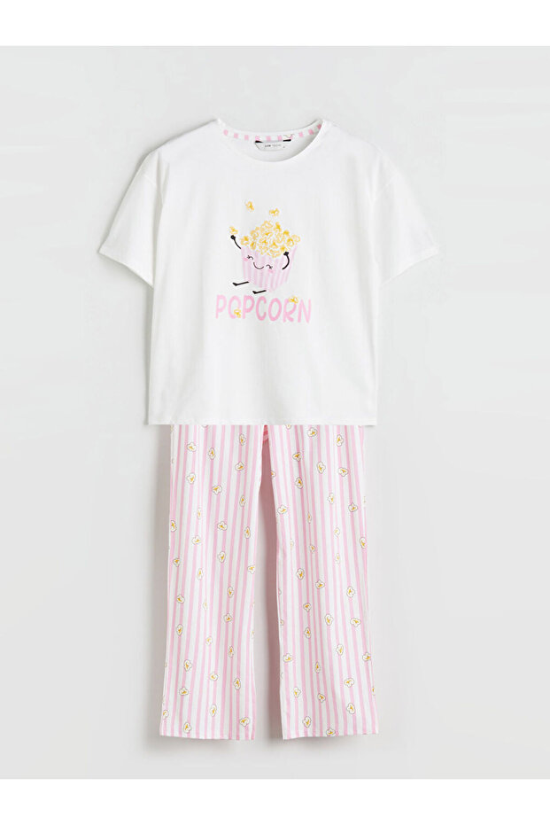 Bisiklet Yaka Baskılı Kadın Pijama - 5