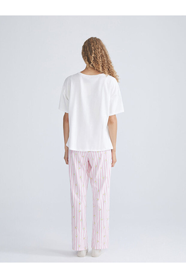 Bisiklet Yaka Baskılı Kadın Pijama - 4