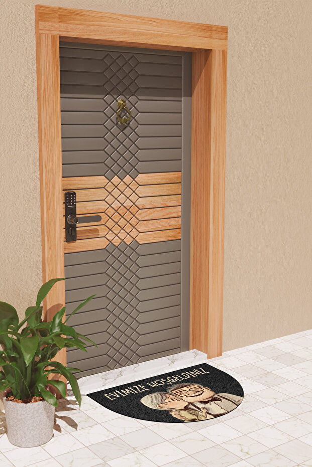 Modern Dijital Paspas Siyah Tatlı Çift Paspas - Kapı Önü Paspası - 5
