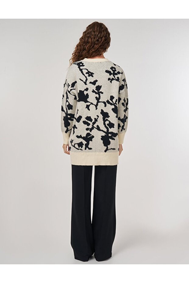 Payet İşlemeli Triko Hırka Krem - 5