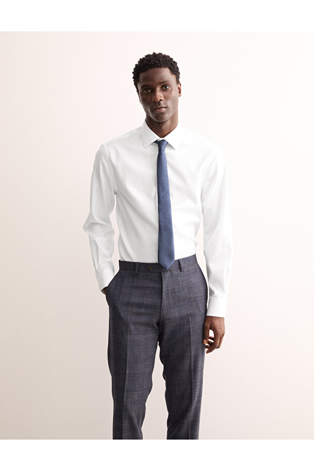 Tailored Fit Lüks Pamuklu Dokulu Gömlek - 6