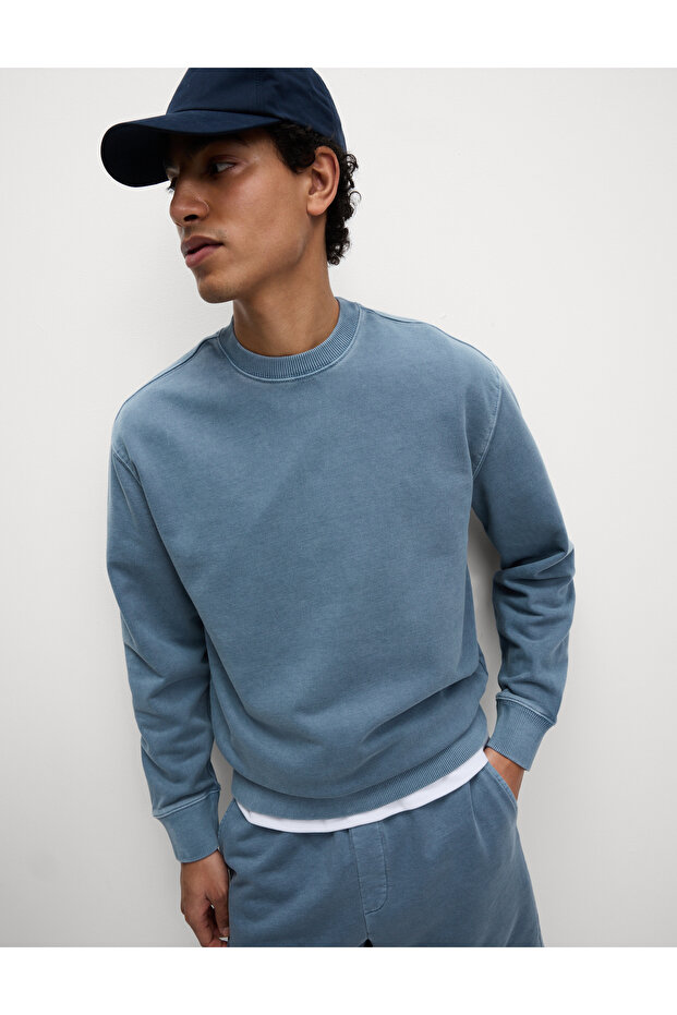 Saf Pamuklu Sweatshirt - 1