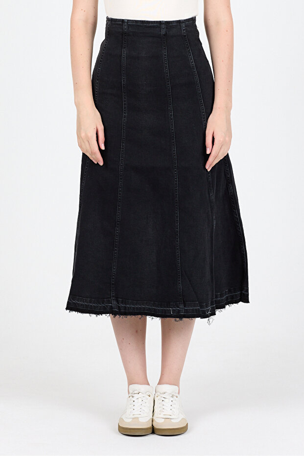 Uzun Denim Etek - 1